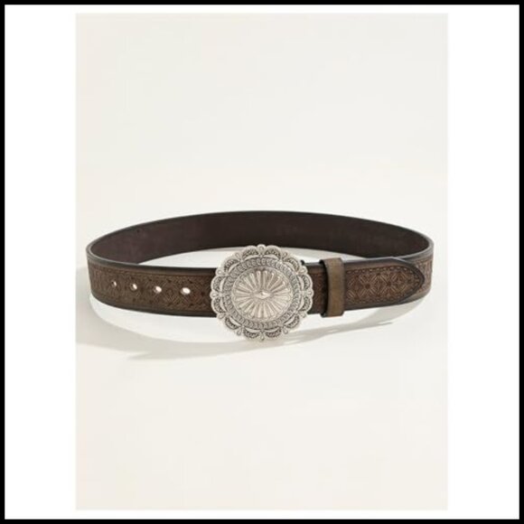 Vintage Embossed Leather Belt Western Cowgirl Chic Y2K Retro Wide Belt